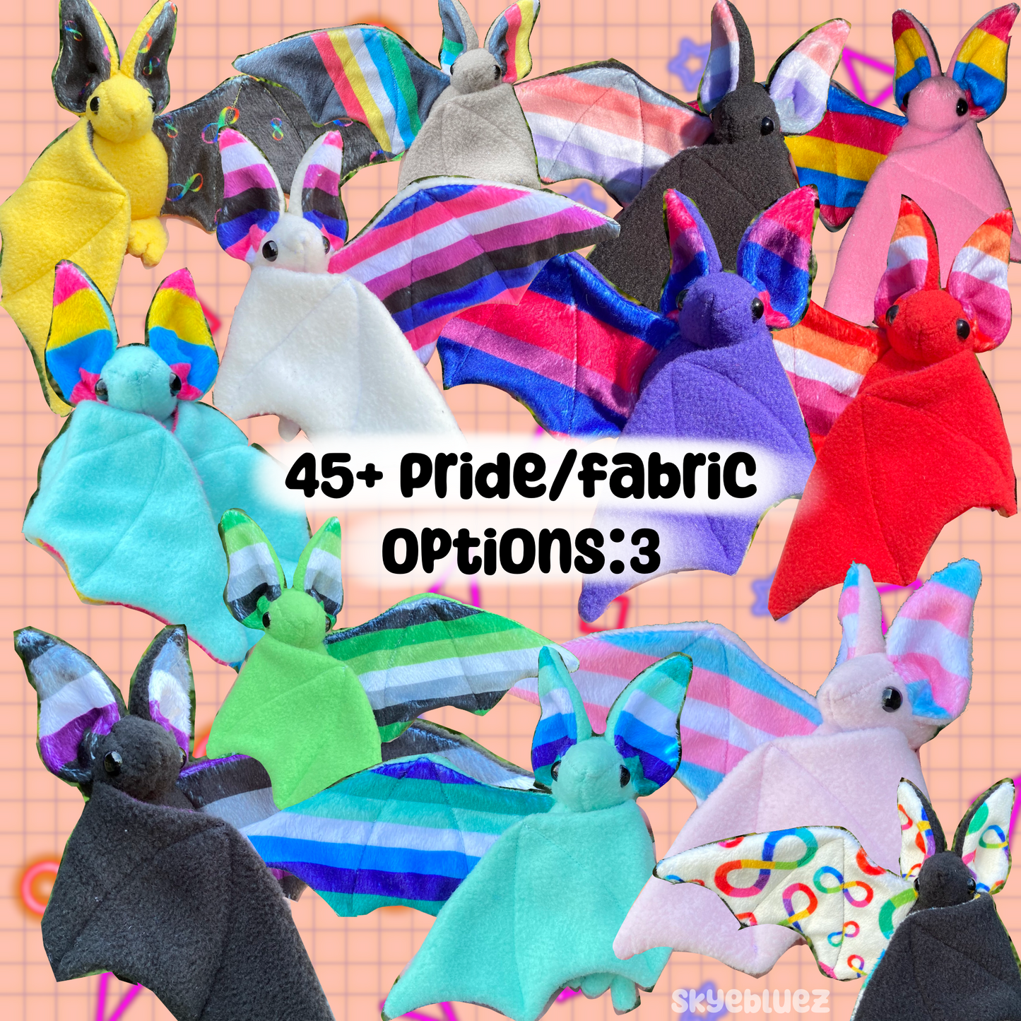 Peluche de murciélago del orgullo personalizado