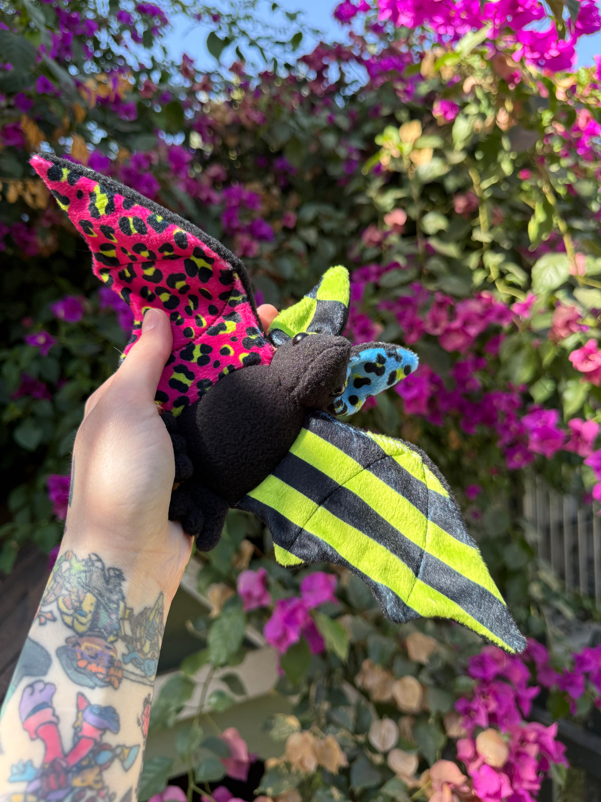 Scene inspired Bat Plush (pink/green)
