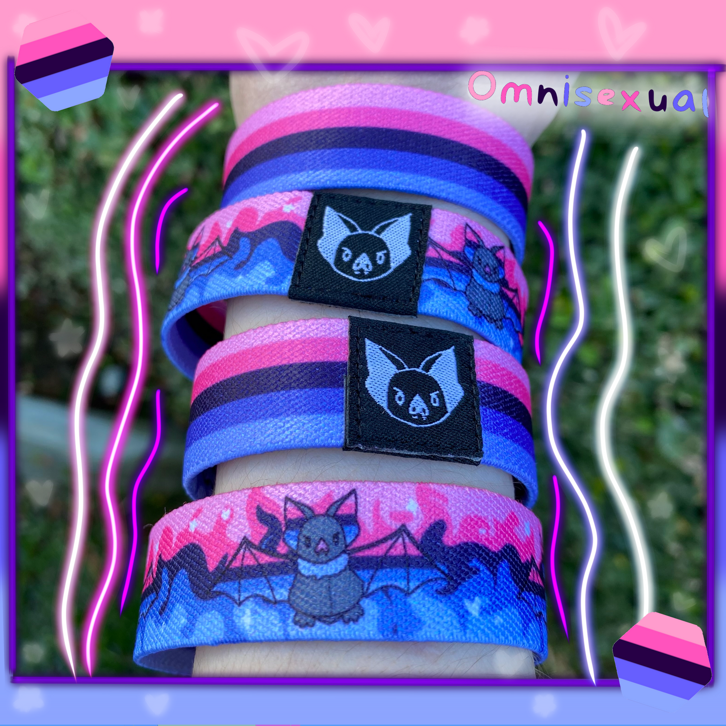 Omnisexual Bat Bracelet - Omni Pride Elastic Wristband