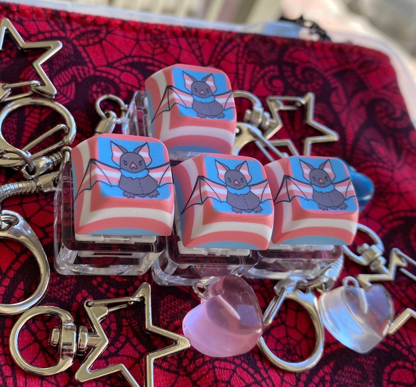 Transgender Bat Clicky Keychain