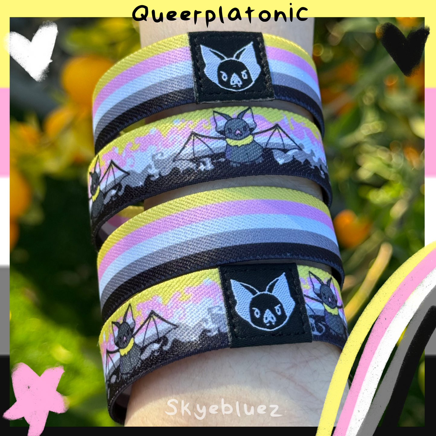 Queer Platonic Bat Bracelet - Pride Elastic Wristband
