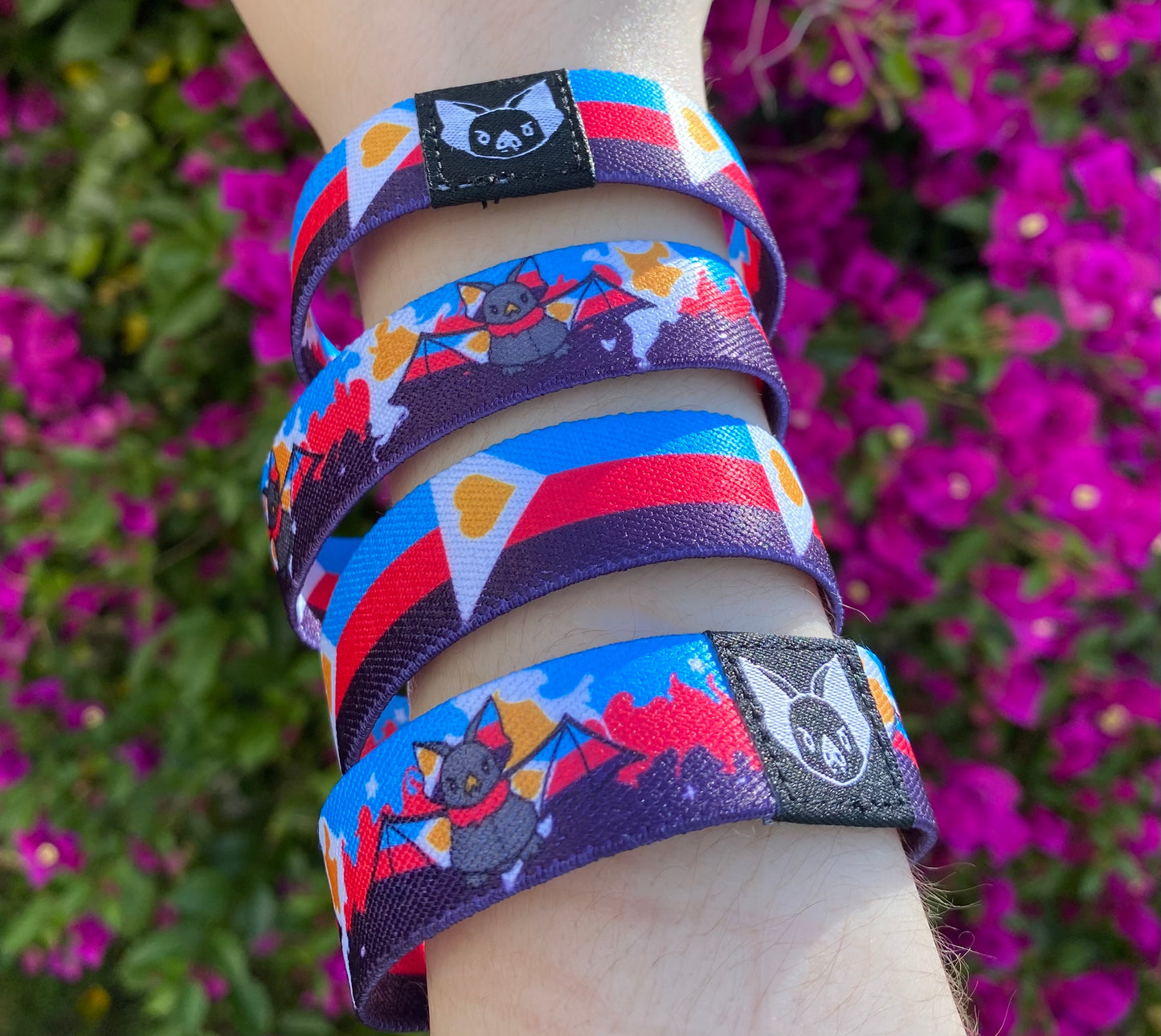 Polyamorous Bat Bracelet -Polyamory Pride Elastic Wristband