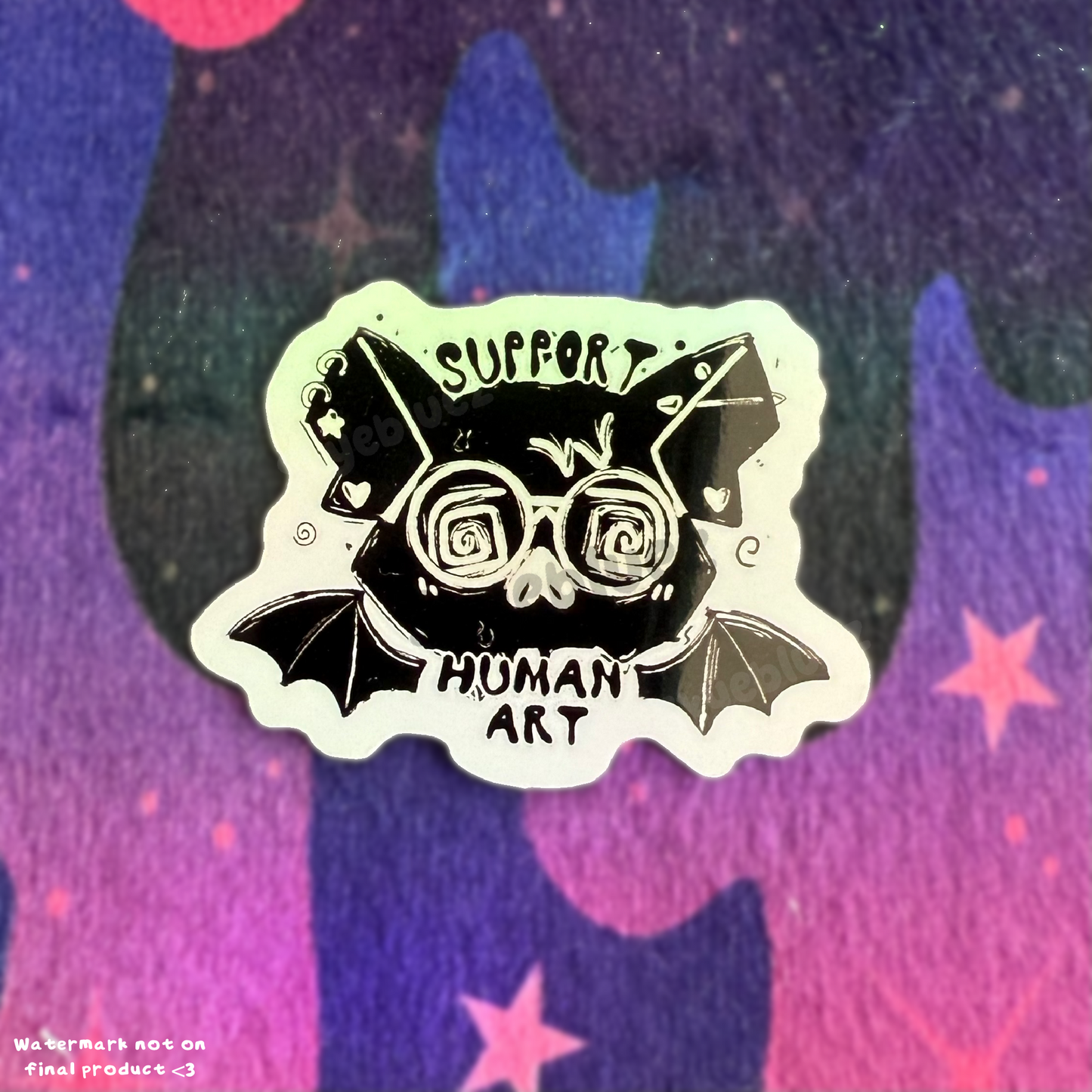 Support human art bat 1.5” mini Sticker