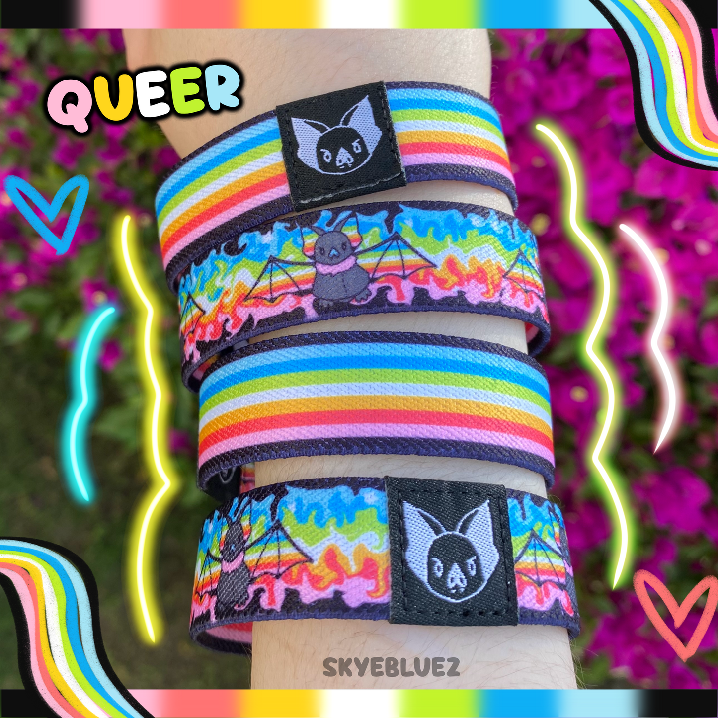 Queer Bat Bracelet -Queer Flag Pride Elastic Wristband