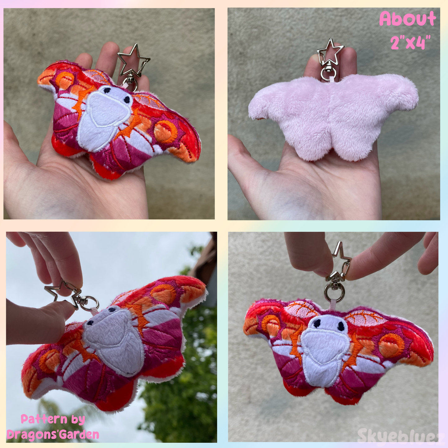 Custom Sun Moth Plush Keychain