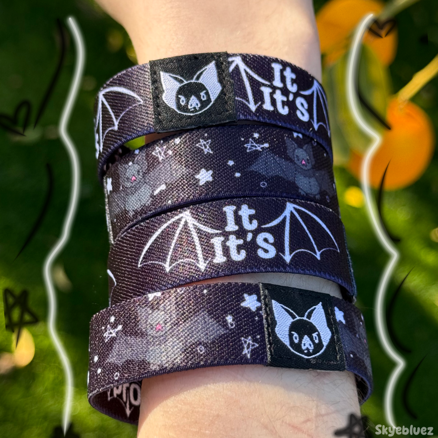 It/Its Pronouns Bat Bracelet - Double-Sided Elastic Wristband