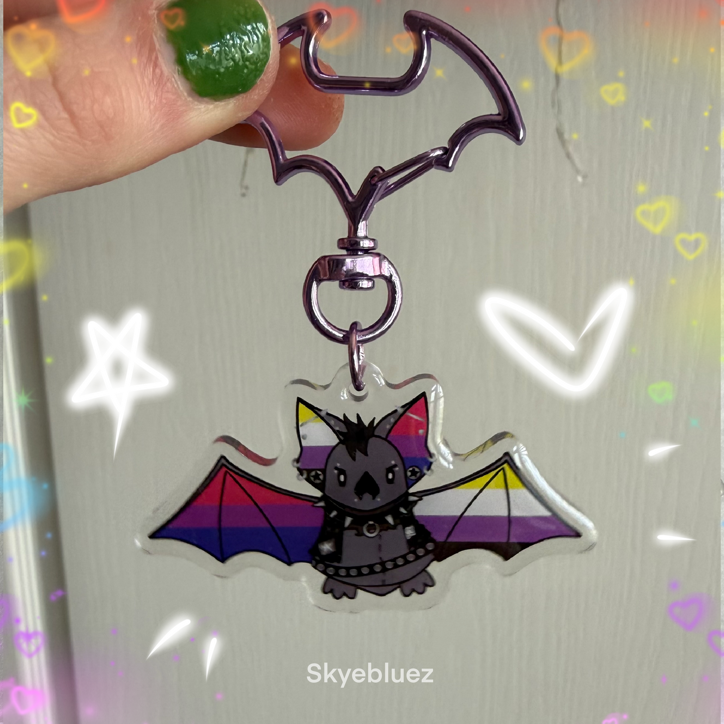 Punk bisexual nonbinary Bat 2.5” Acrylic Keychain