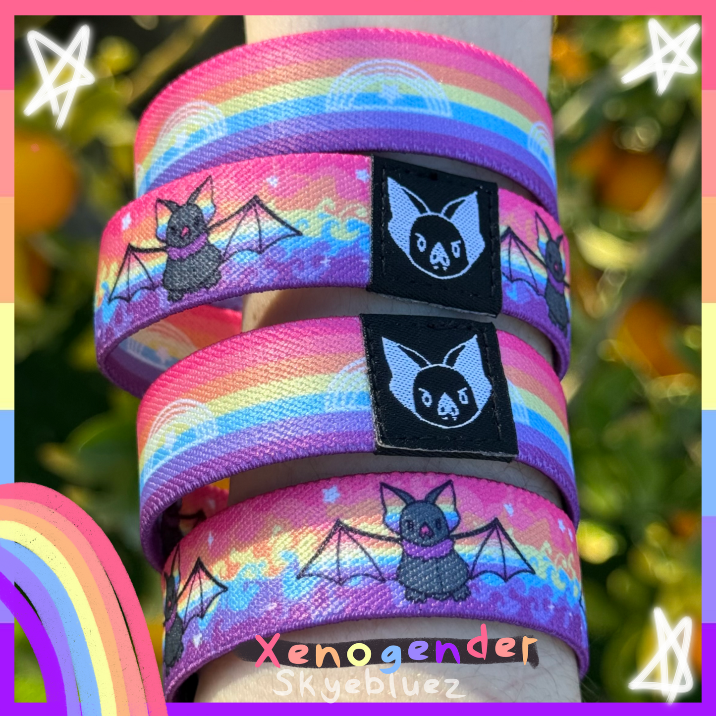 Xenogender Bat Bracelet - Double-Sided Elastic Wristband