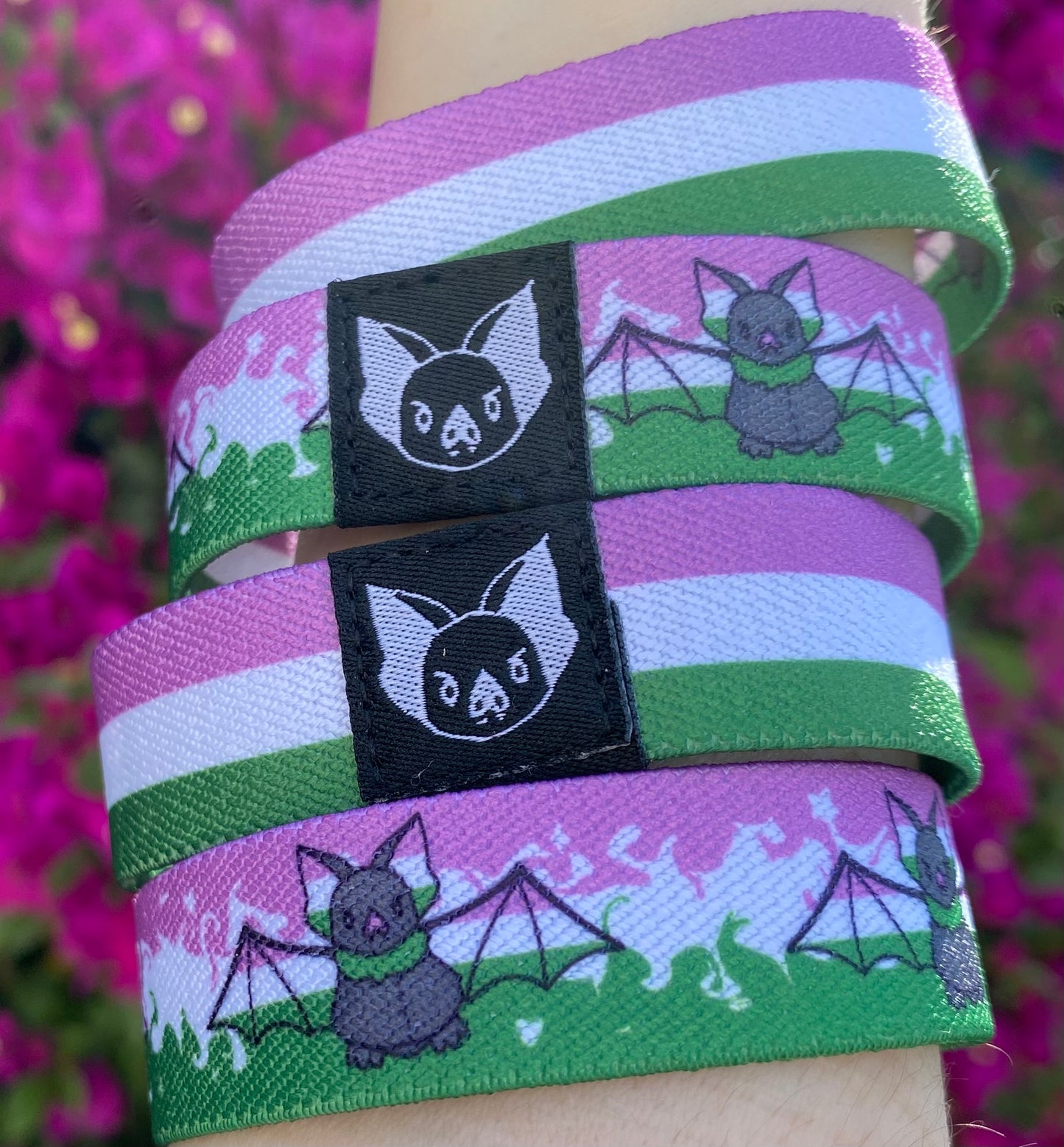 Genderqueer Bat Bracelet - Trans Pride Elastic Wristband
