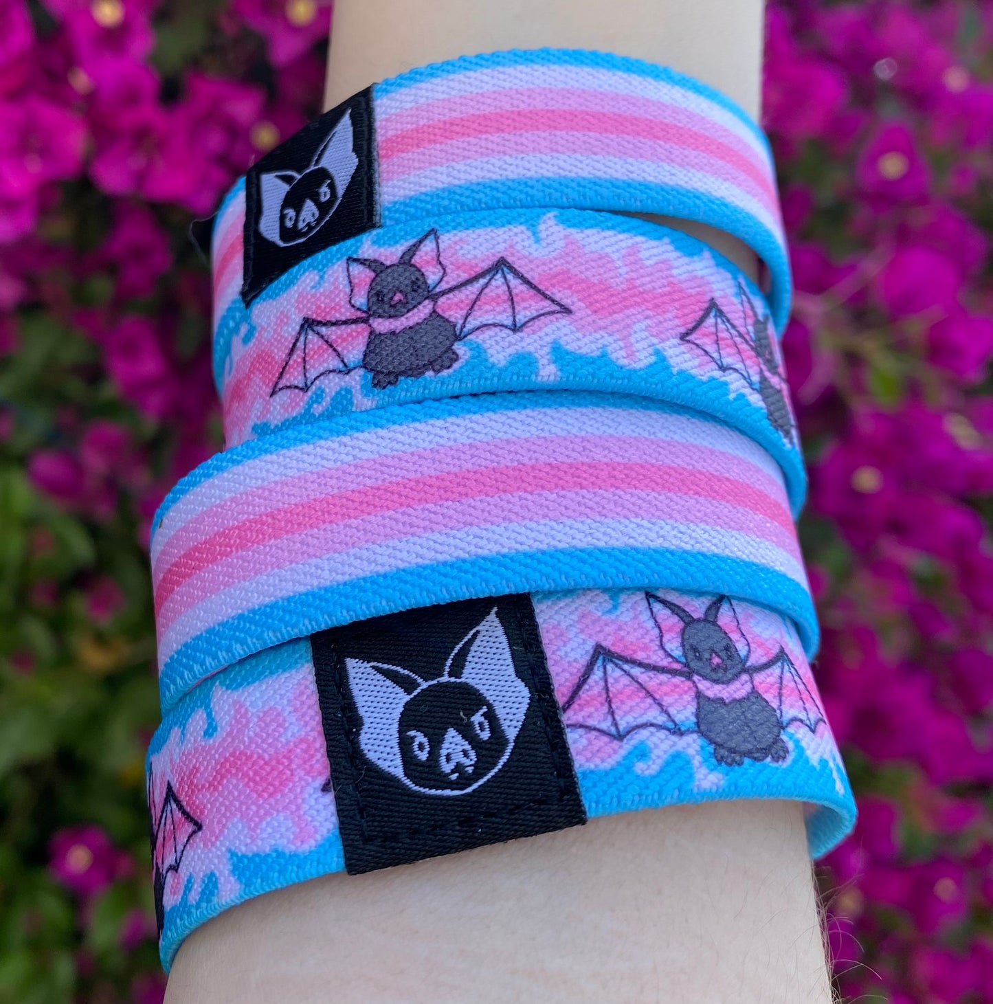 Transfem Bat Bracelet - Trans Pride Elastic Wristband