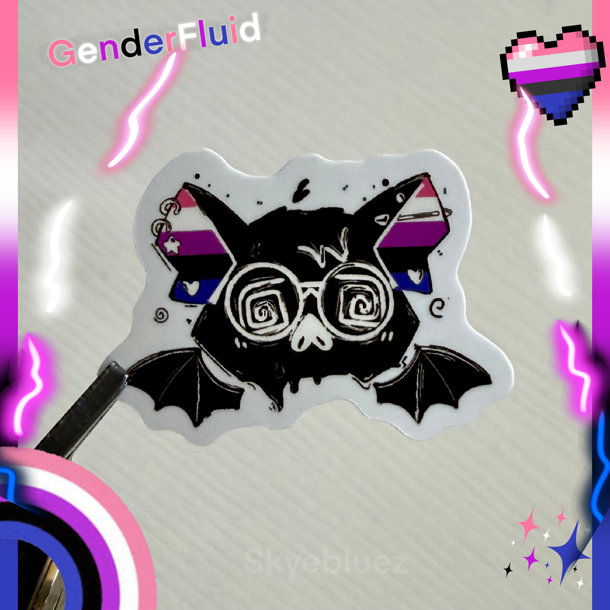 Genderfuild bat 1.5” mini Sticker