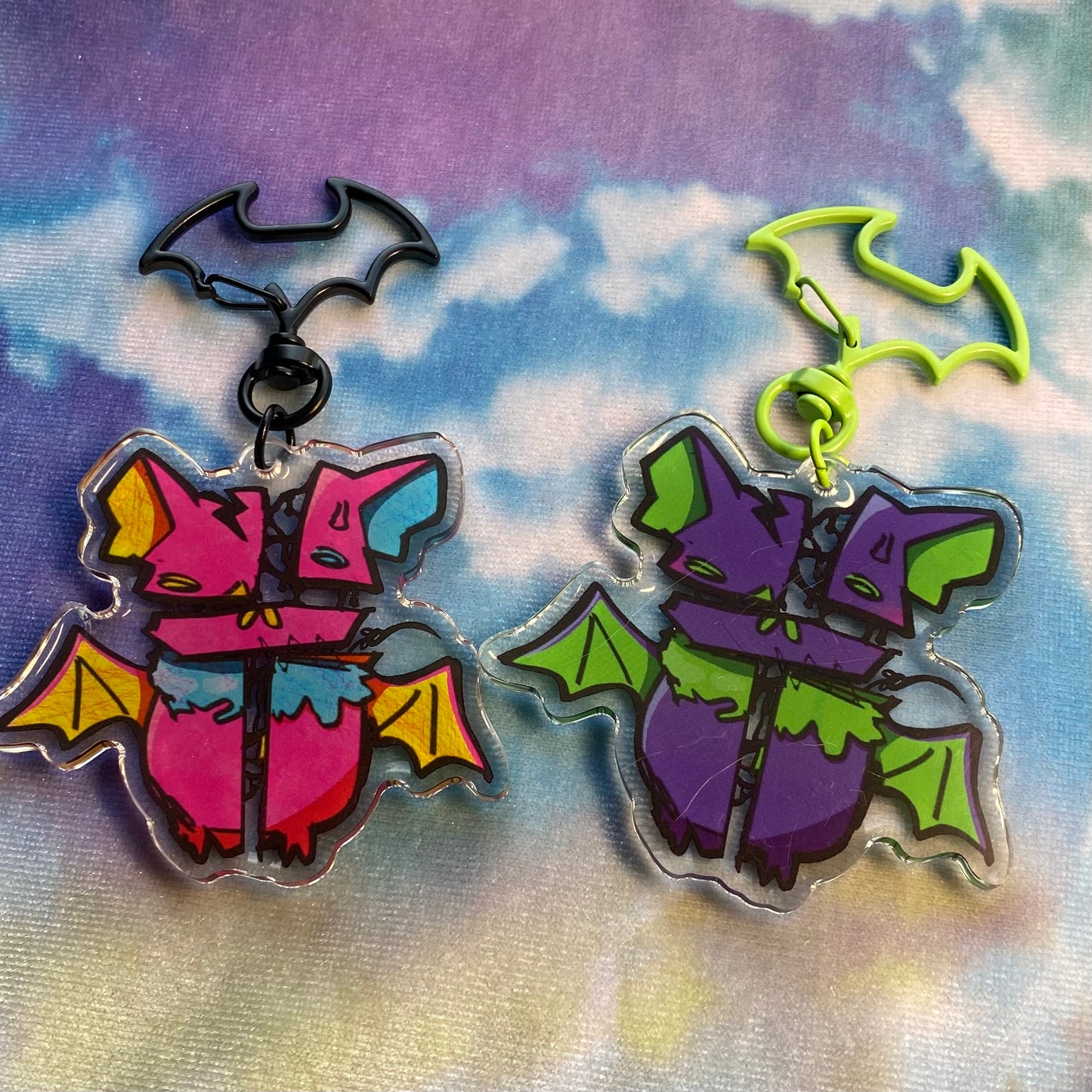 Stitched Bat 2.5” Acrylic Keychain