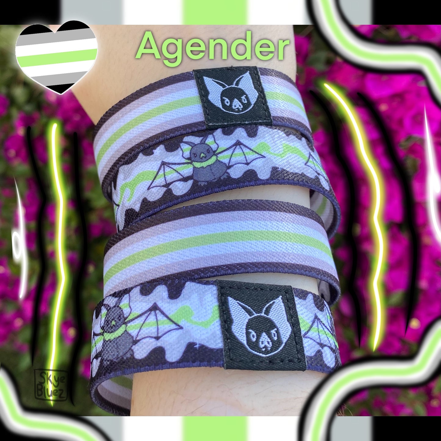 Pulsera Agender Bat - Pulsera elástica Pride