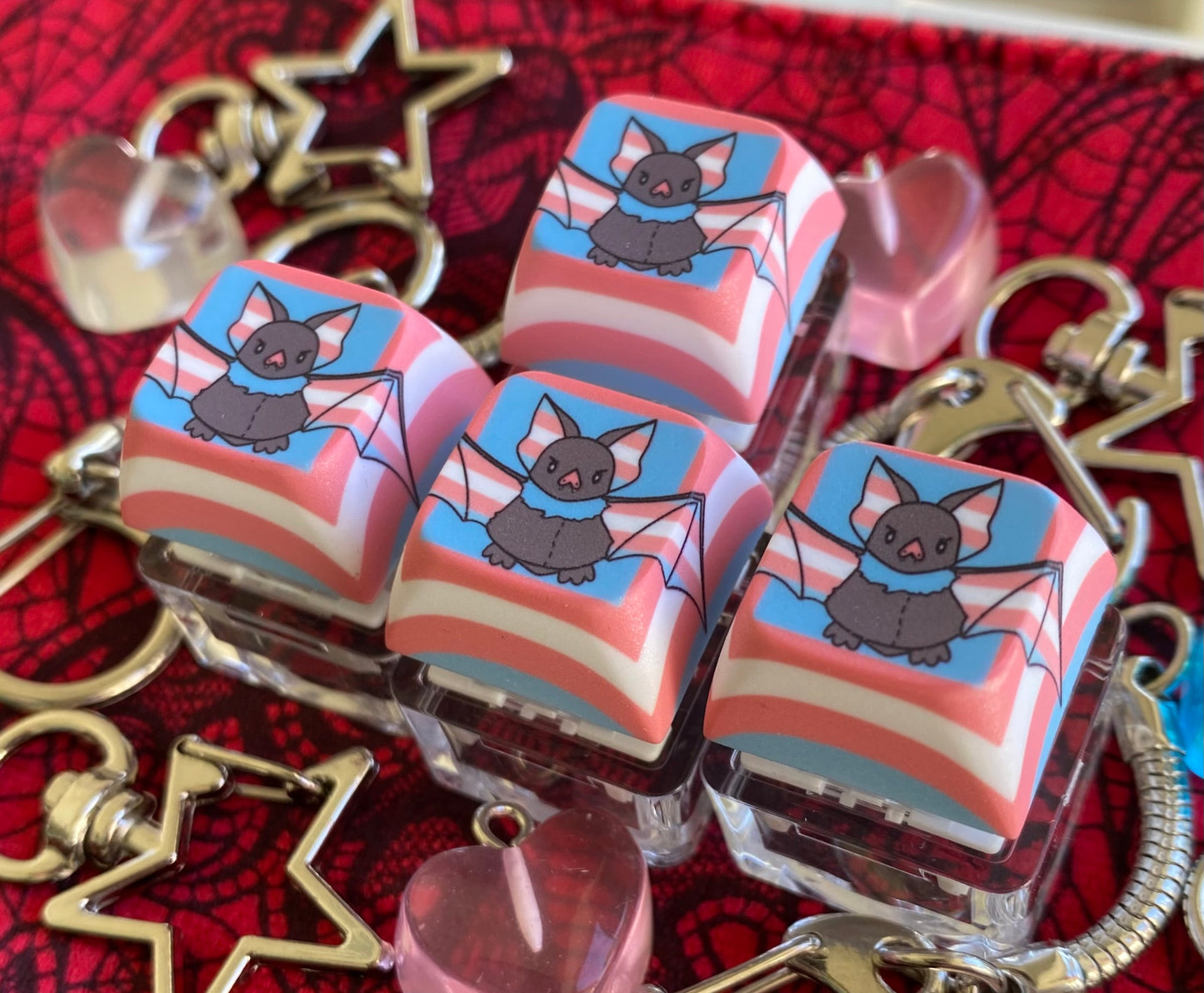Transgender Bat Clicky Keychain