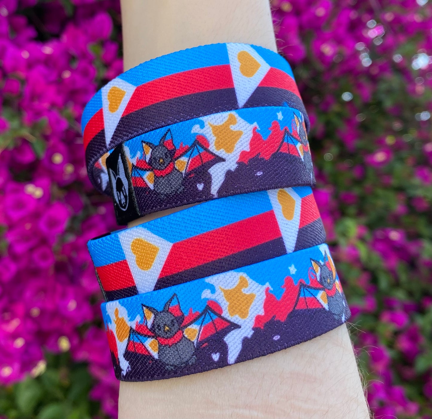 Polyamorous Bat Bracelet -Polyamory Pride Elastic Wristband