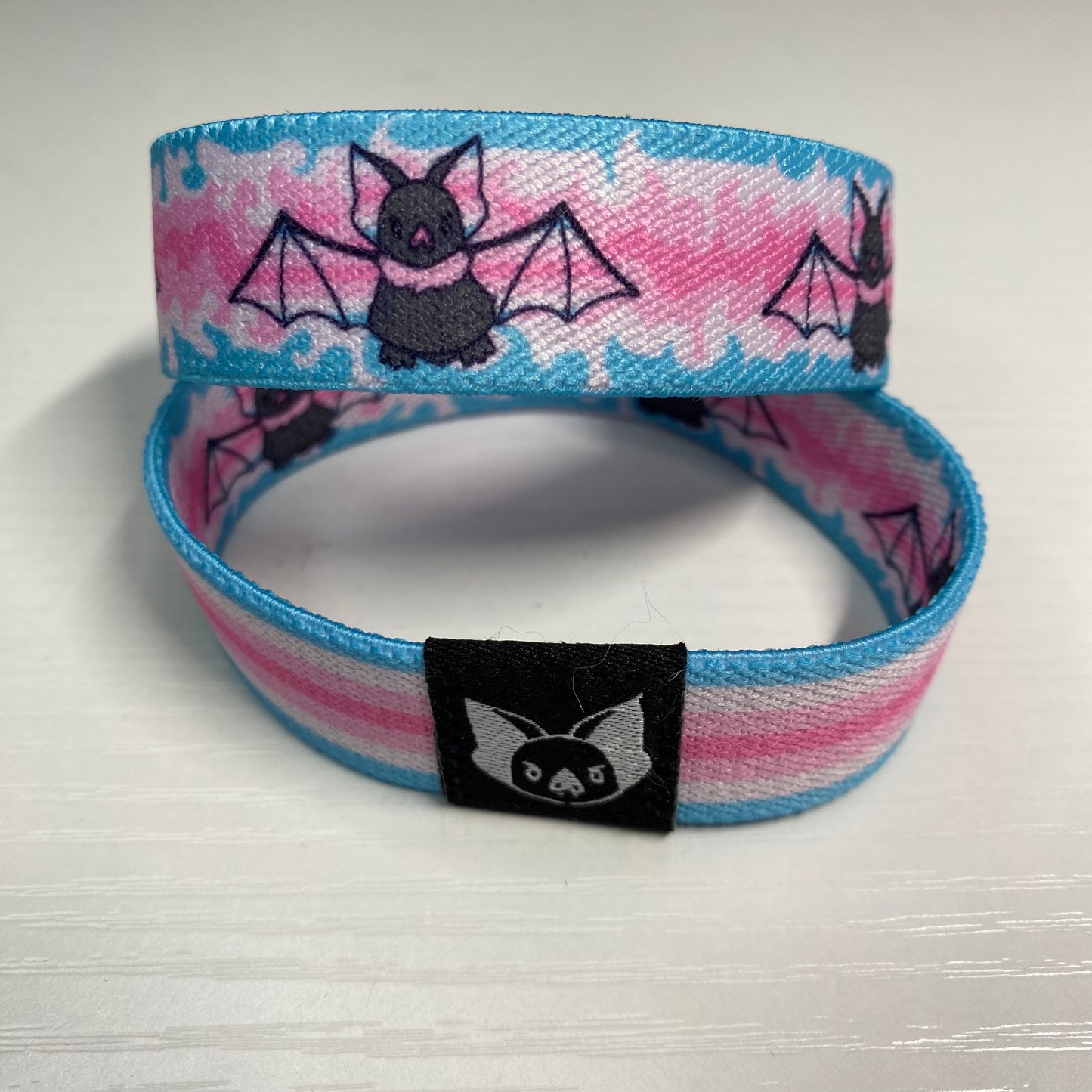 Transfem Bat Bracelet - Trans Pride Elastic Wristband
