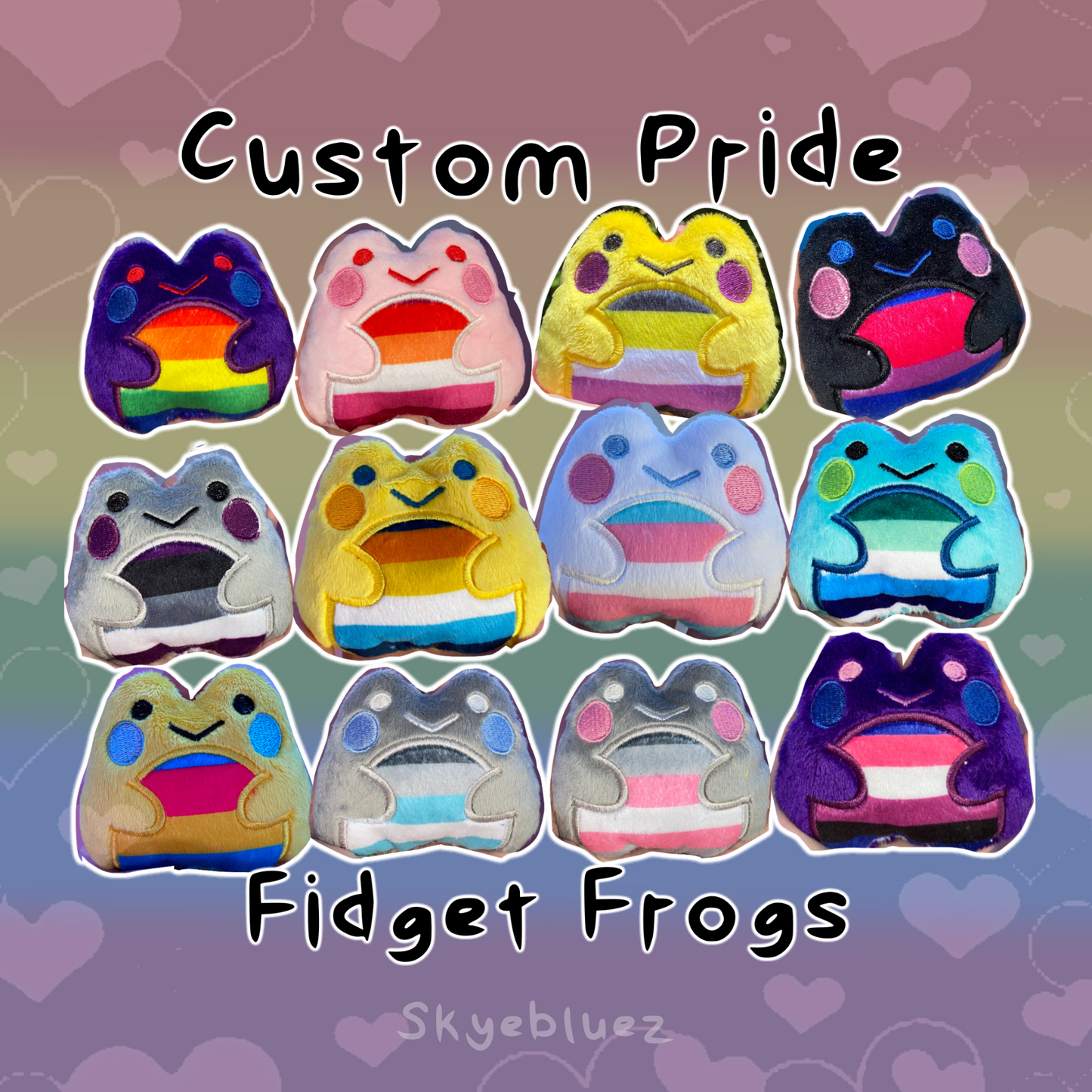 Peluche de rana Fidget personalizado Lgbtqiaplus