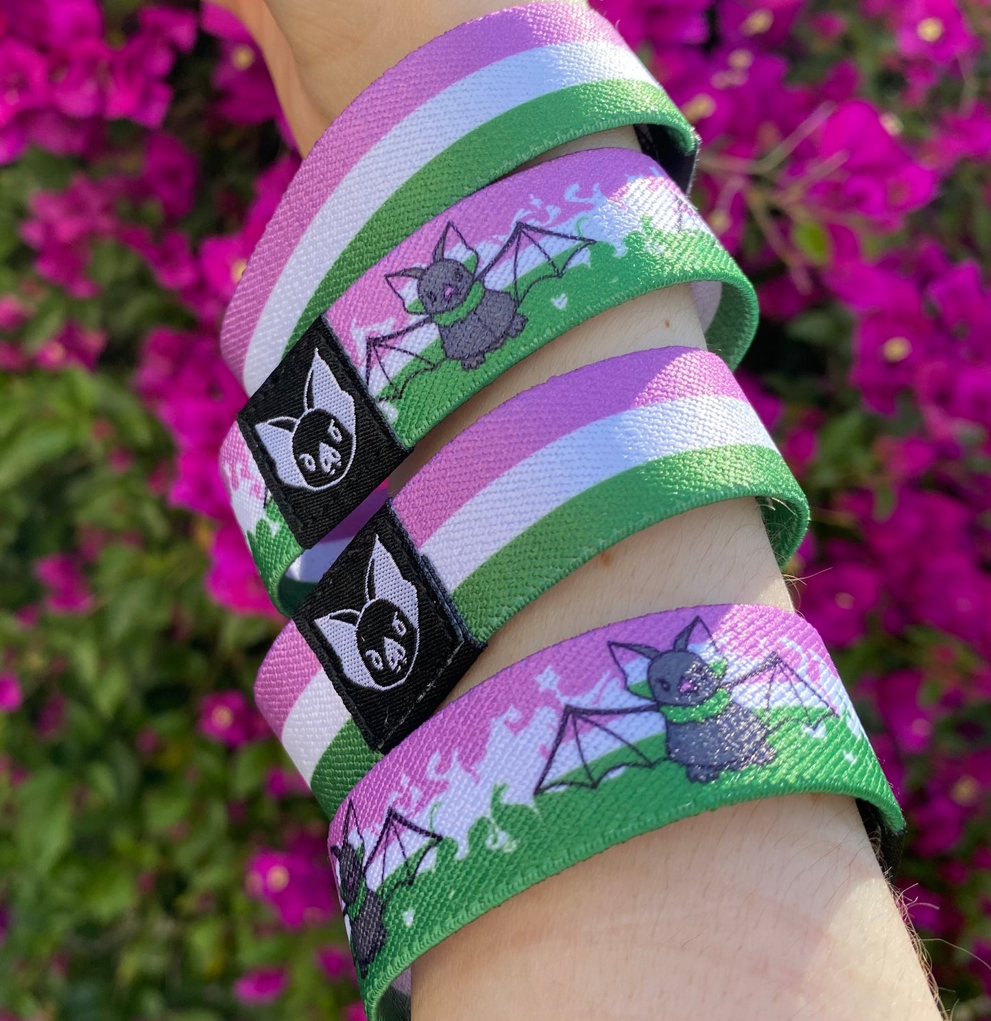 Genderqueer Bat Bracelet - Trans Pride Elastic Wristband