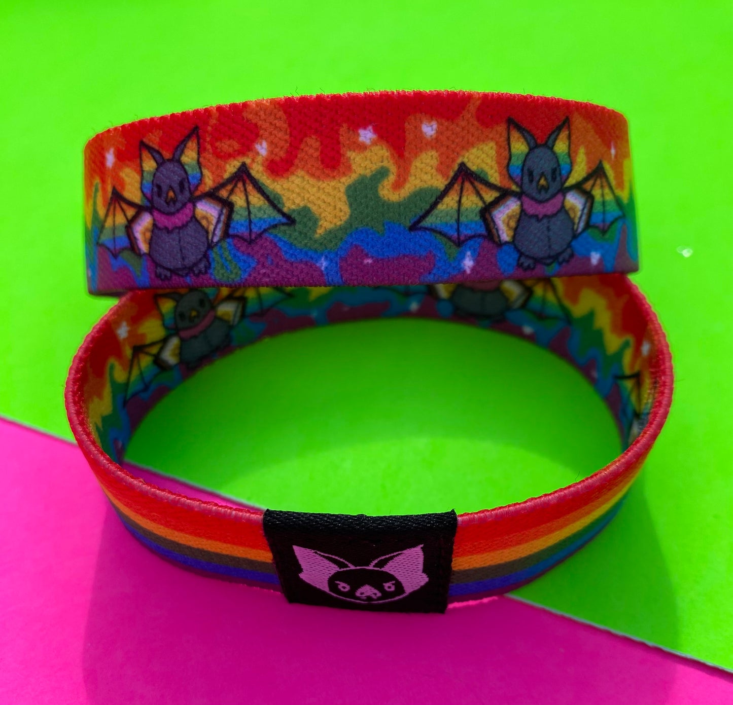 Pulsera Pride Bat - Pulsera elástica Gay Progress Pride