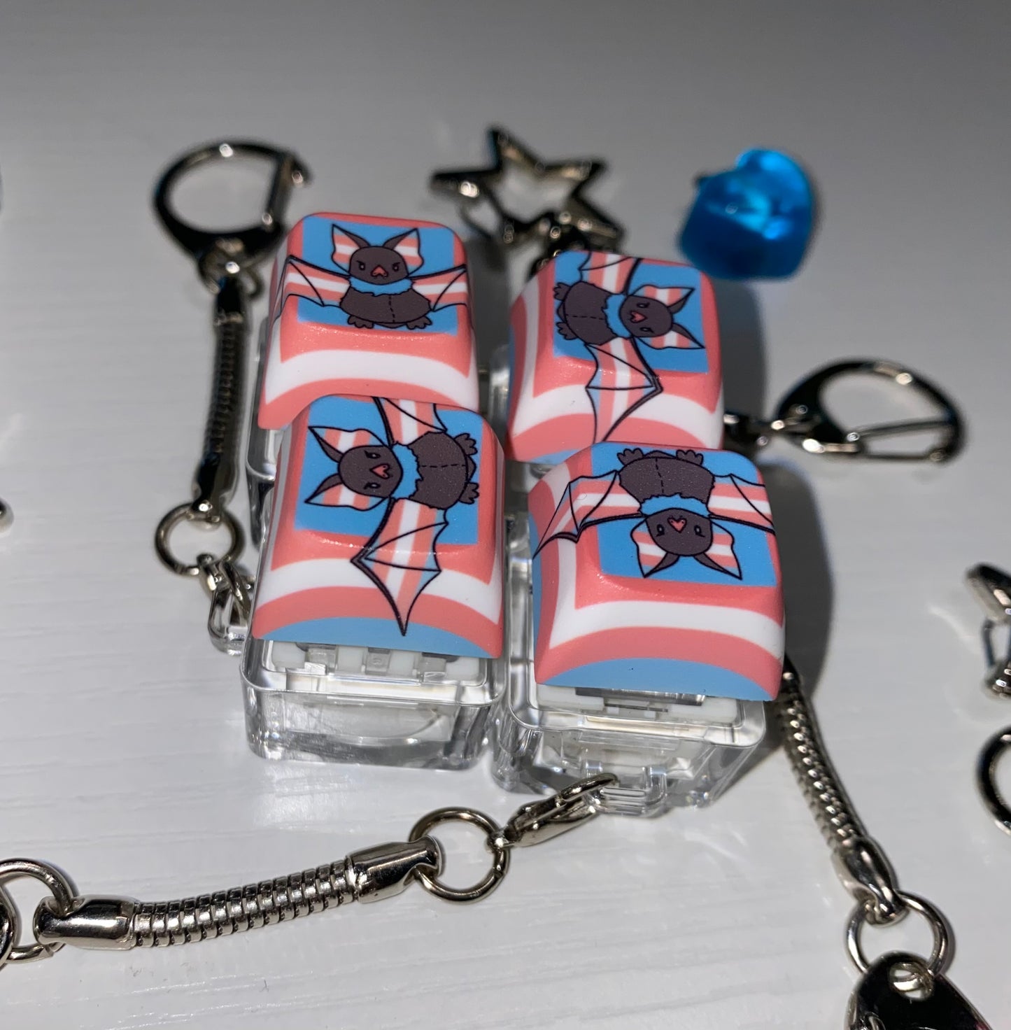 Transgender Bat Clicky Keychain