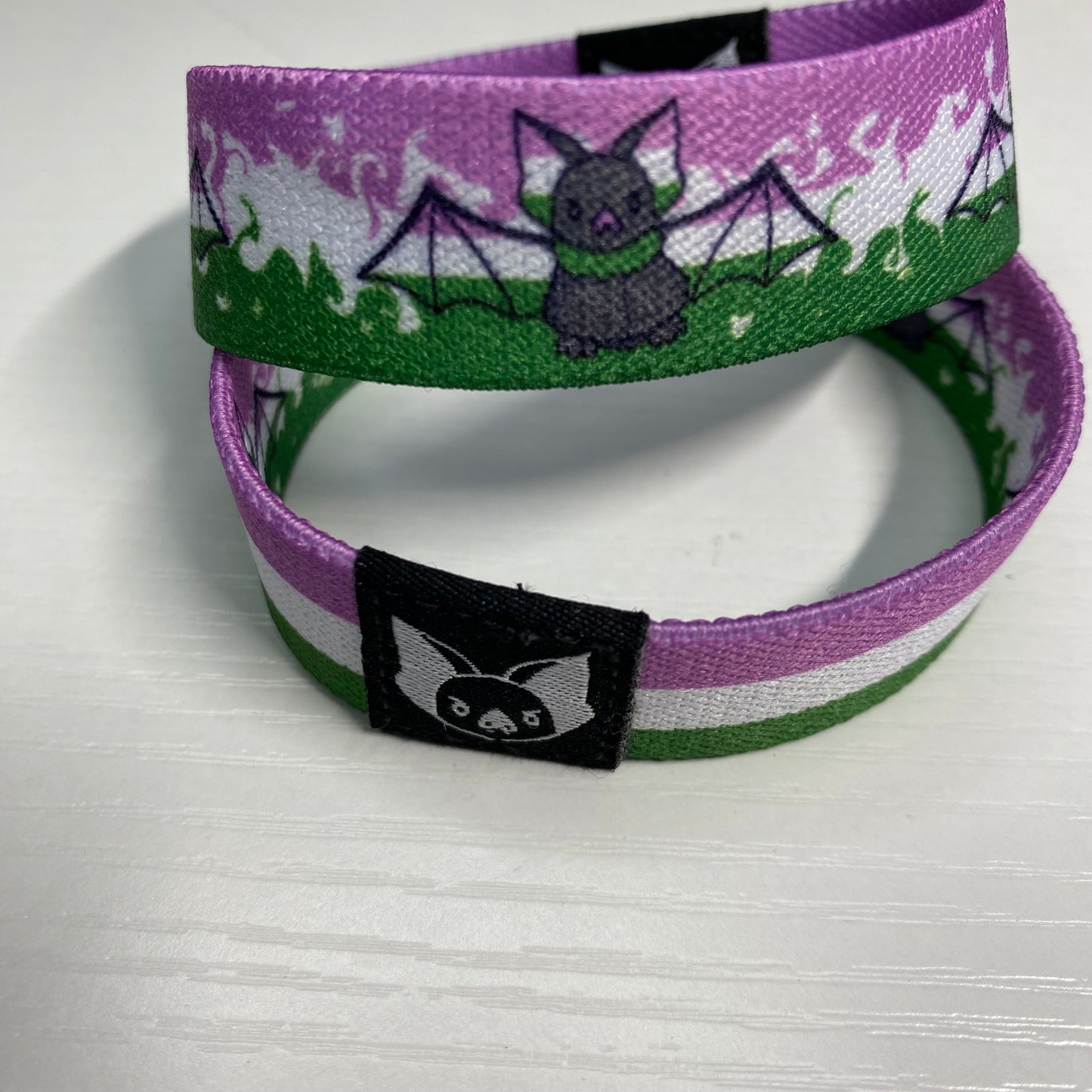 Genderqueer Bat Bracelet - Trans Pride Elastic Wristband