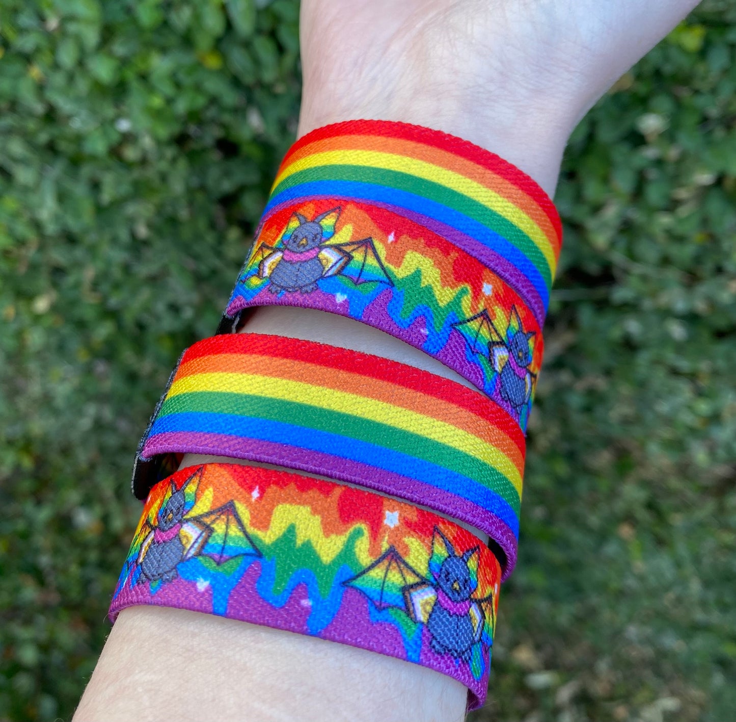 Pulsera Pride Bat - Pulsera elástica Gay Progress Pride