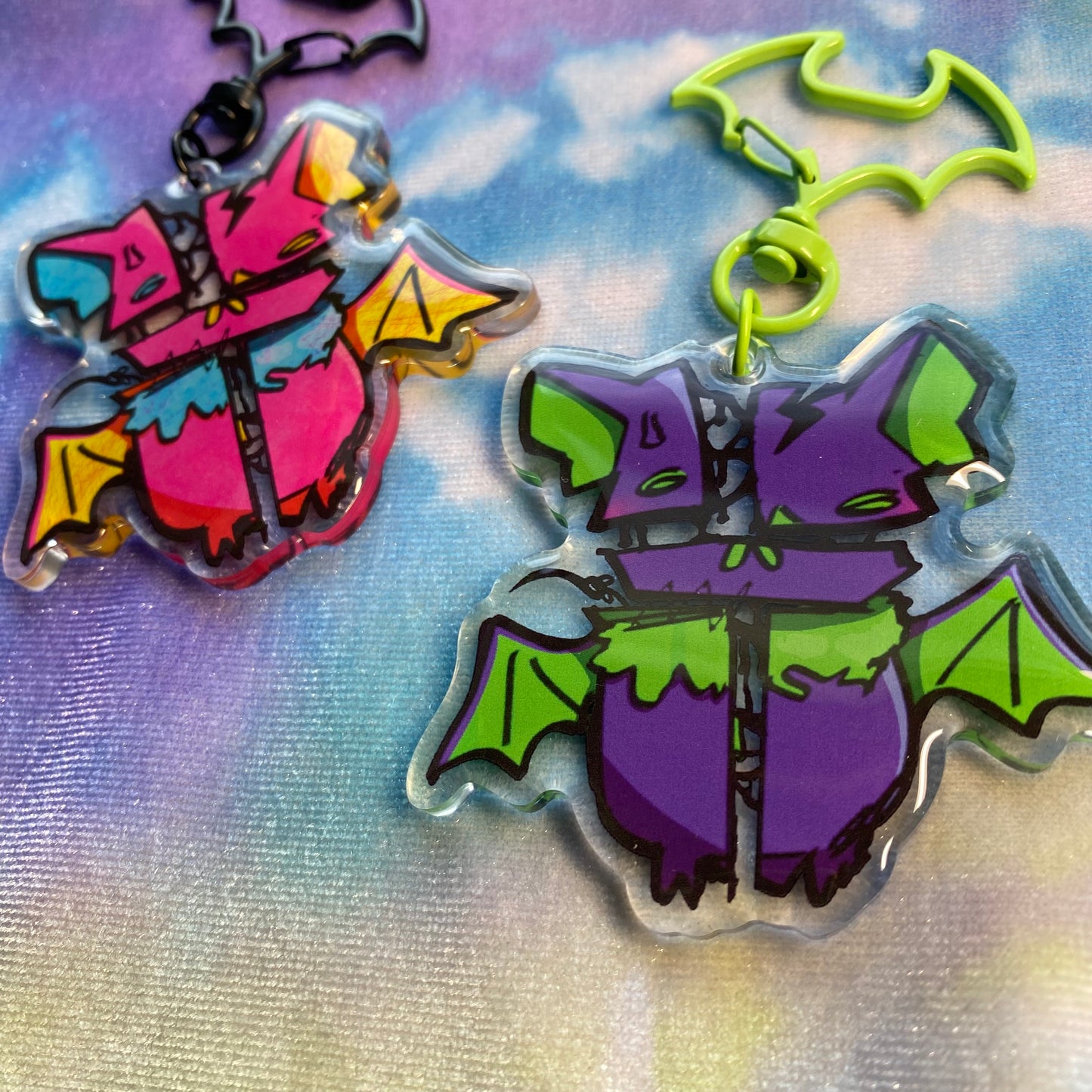 Stitched Bat 2.5” Acrylic Keychain