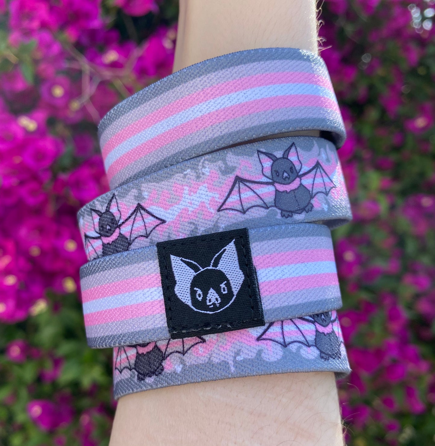 Demigirl Bat Bracelet - Trans Pride Elastic Wristband