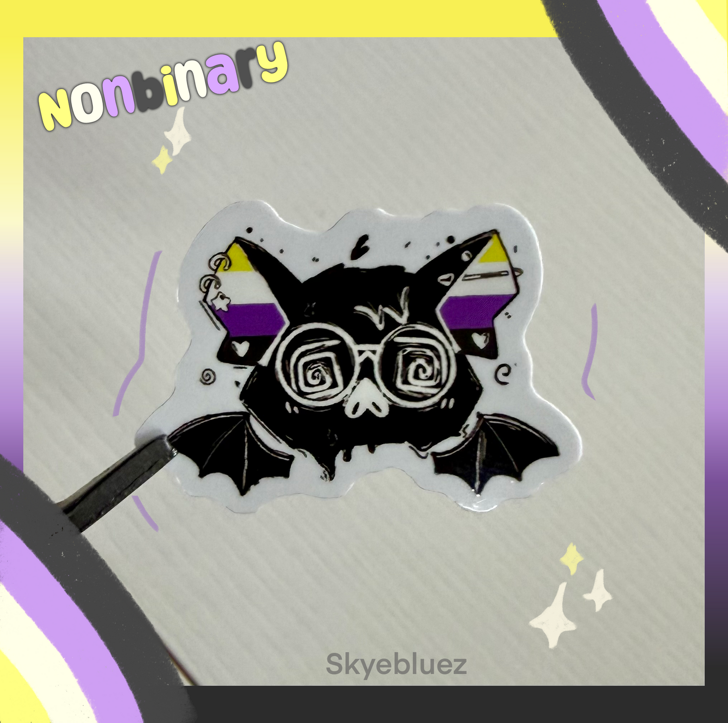 Nonbinary bat 1.5” mini Sticker