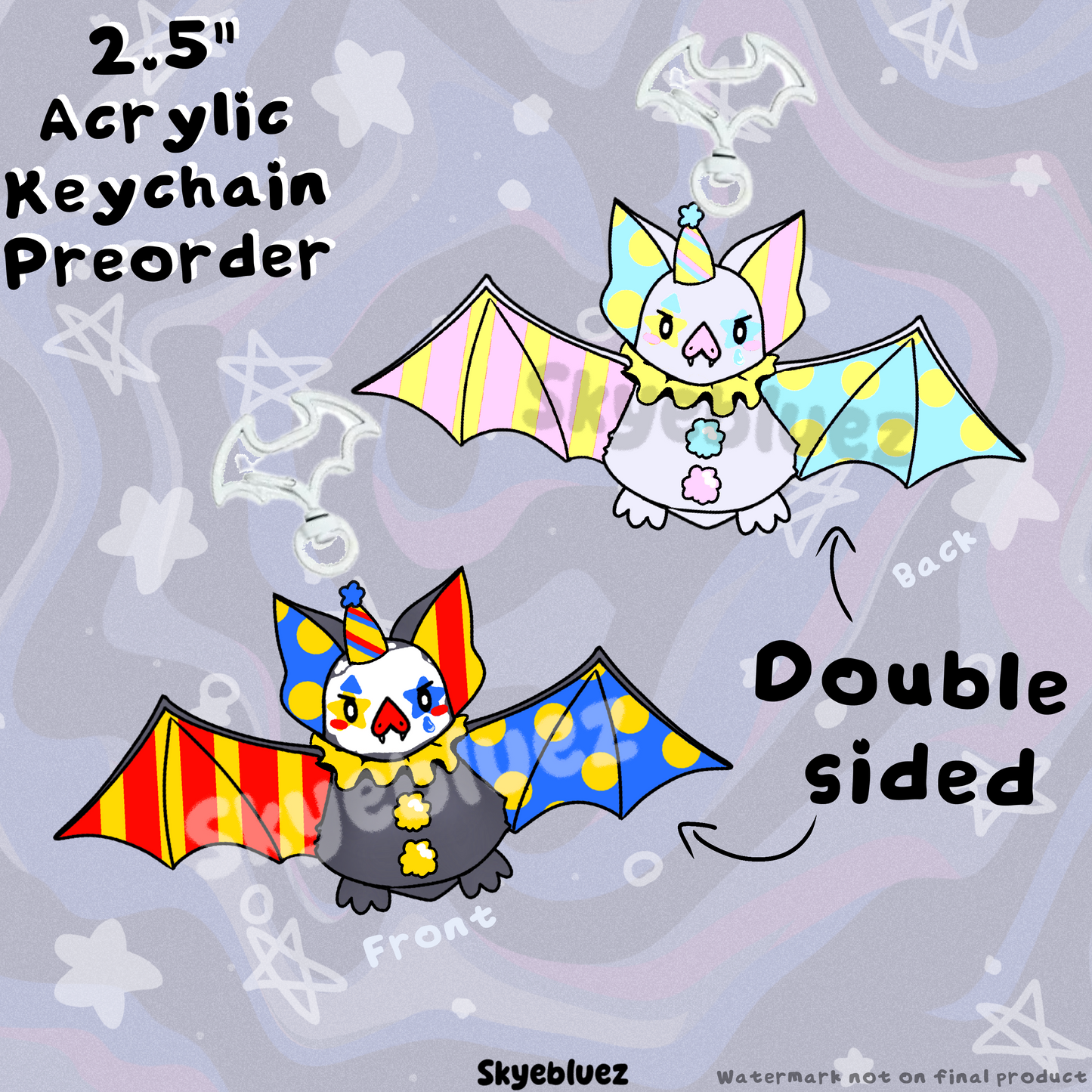 Clown Bat 2.5” Acrylic Keychain ‼️PREORDER‼️