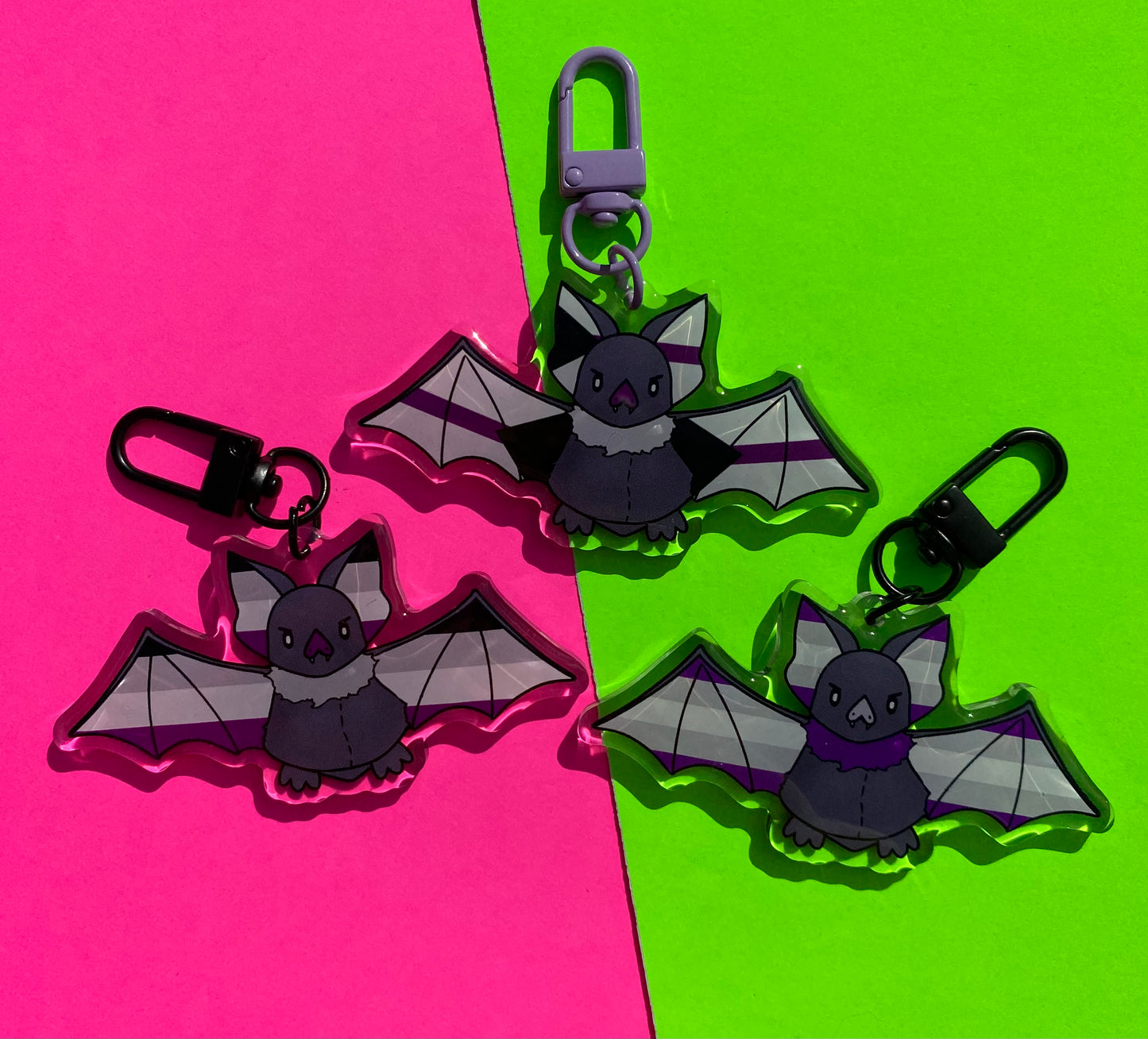 Asexual, Demisexual, Grey Asexual Bat 3” Acrylic Keychain