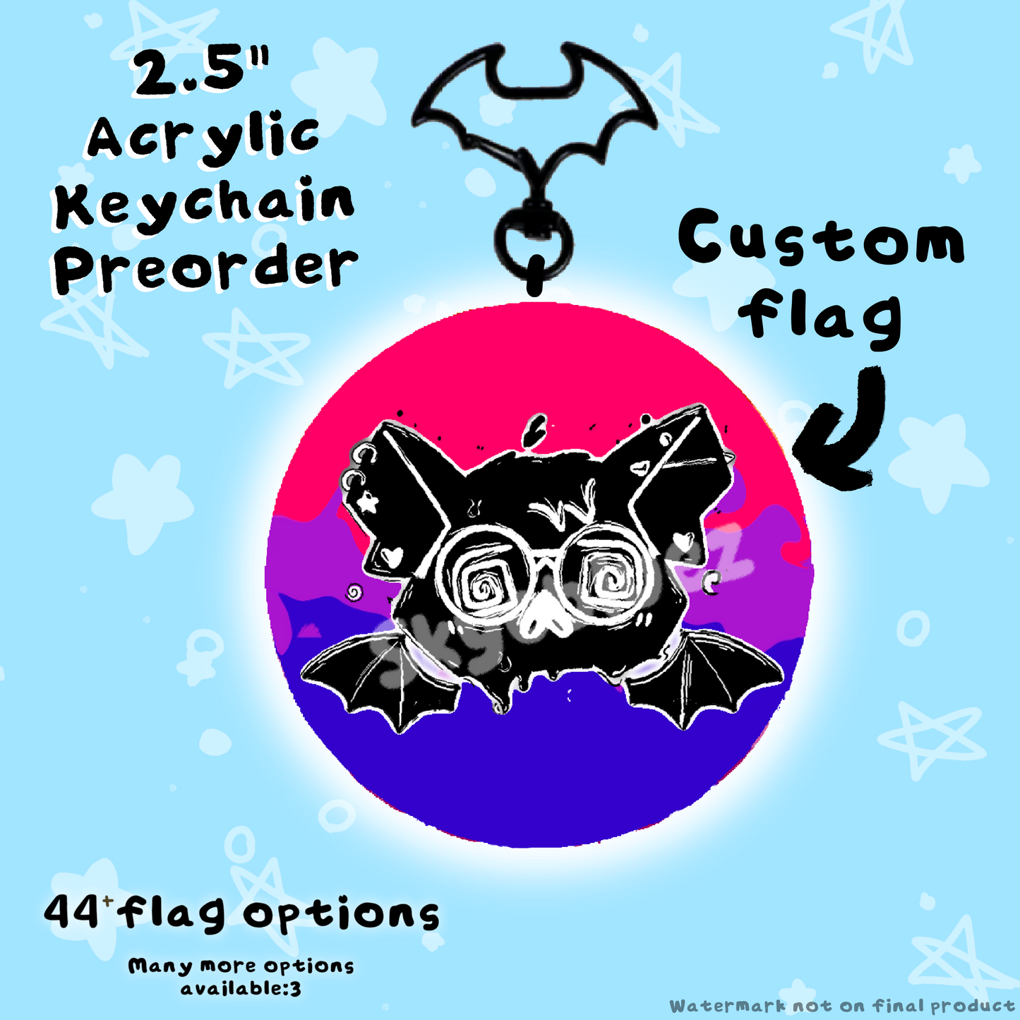 Bat glasses custom 2.5” Acrylic Keychain ‼️PREORDER‼️