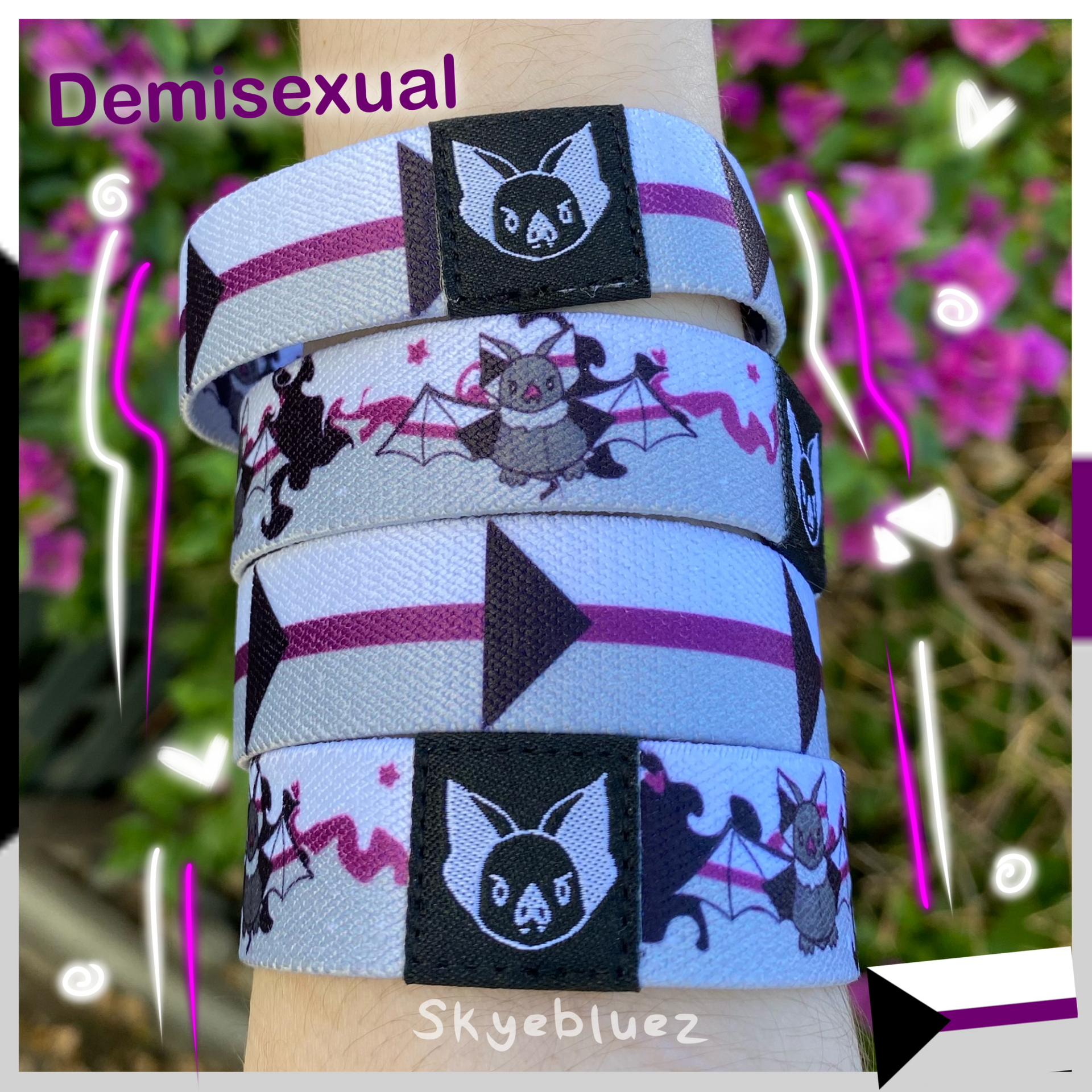 Demisexual Bat Bracelet - Pride Elastic Wristband – SkyeBluez