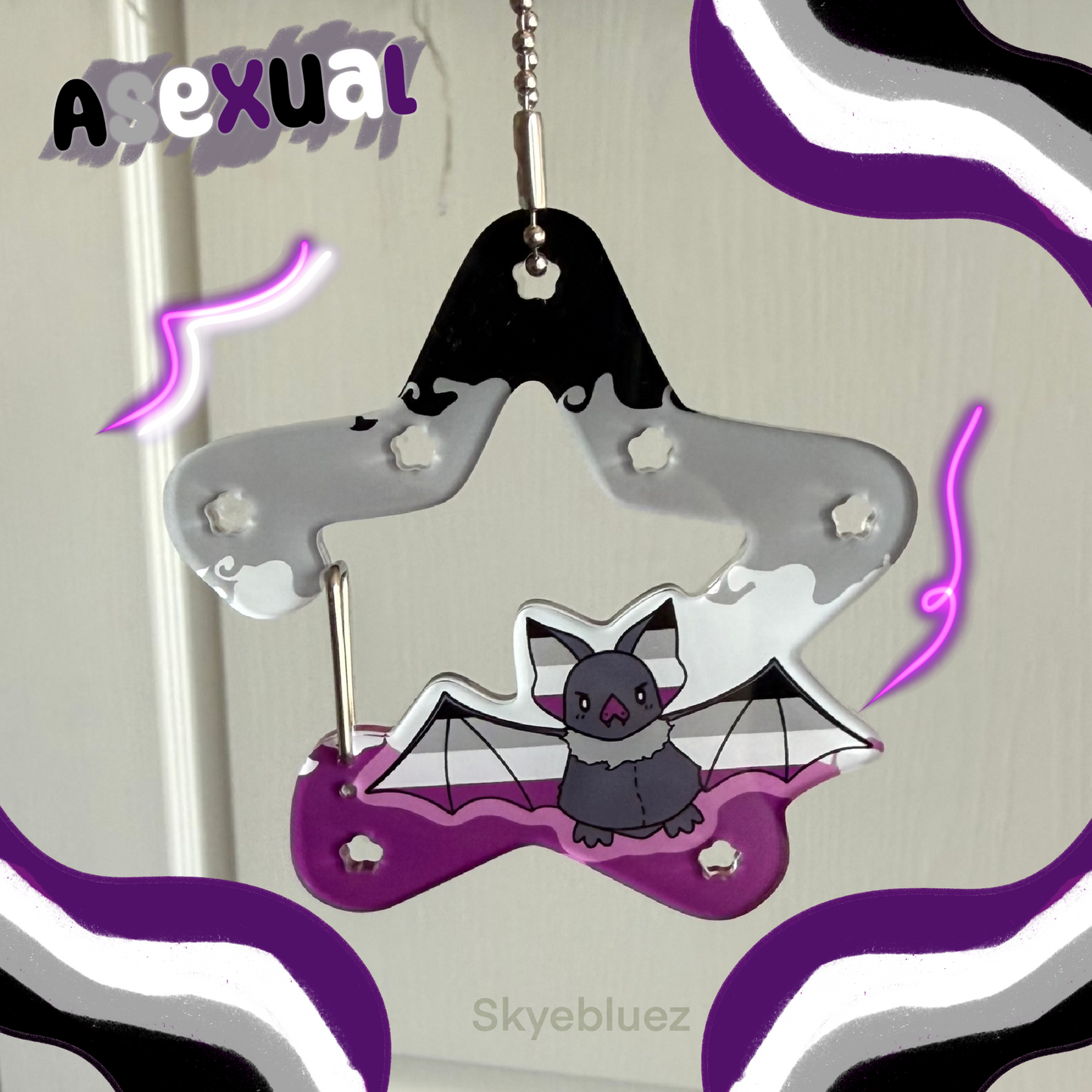 Asexual Bat Acrylic Carabiner
