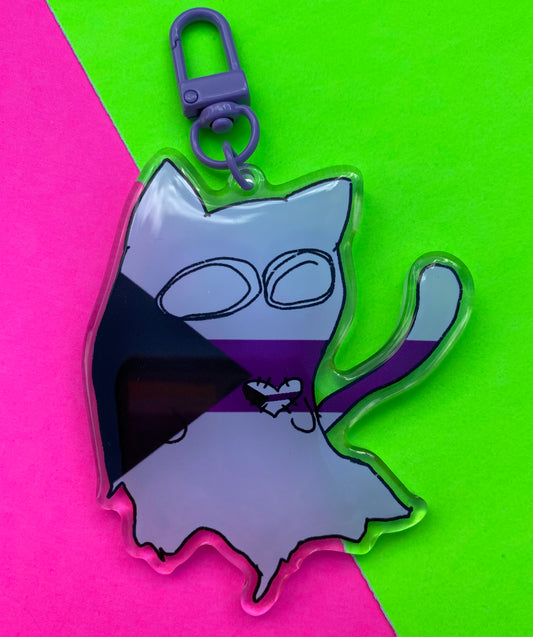Demisexual Pride Ghost Cat 3” Acrylic Keychain