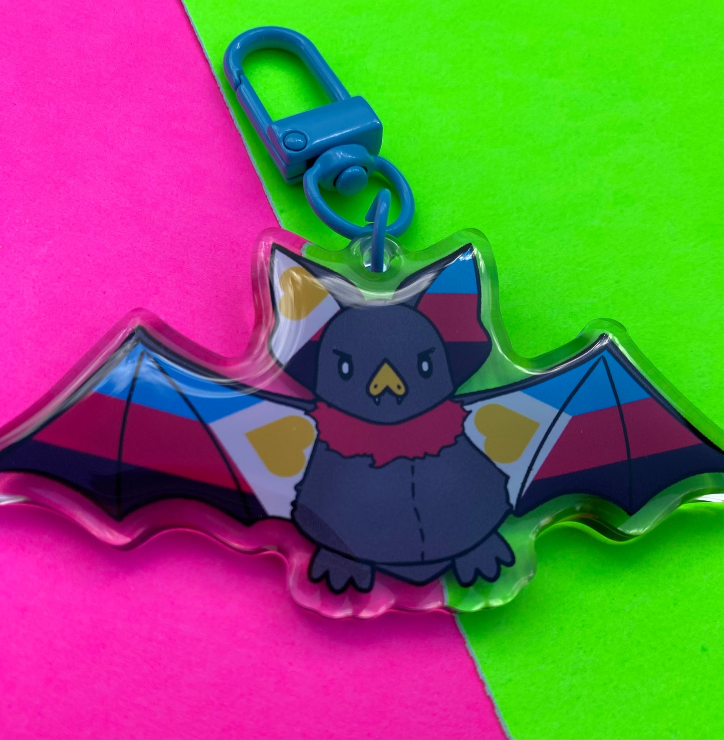 Polyamorous Pride Bat 3” Acrylic Keychain