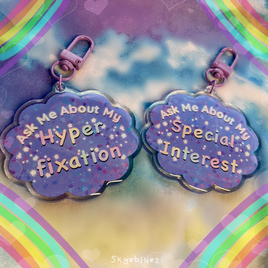 Ask me about my Special Interest / Hyperfixation 2.5” Acrylic Keychain