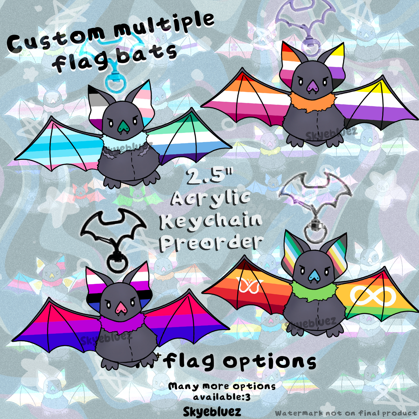 Multiple Flags Bat 2.5” Acrylic Keychain ‼️PREORDER‼️