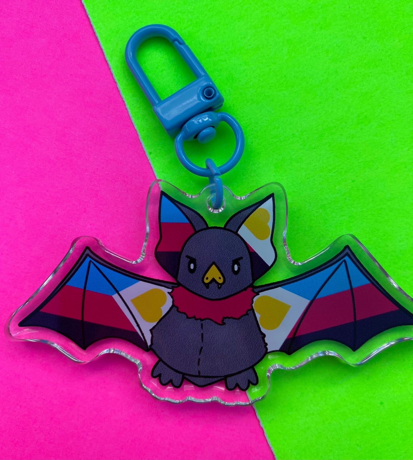 Polyamorous Pride Bat 3” Acrylic Keychain