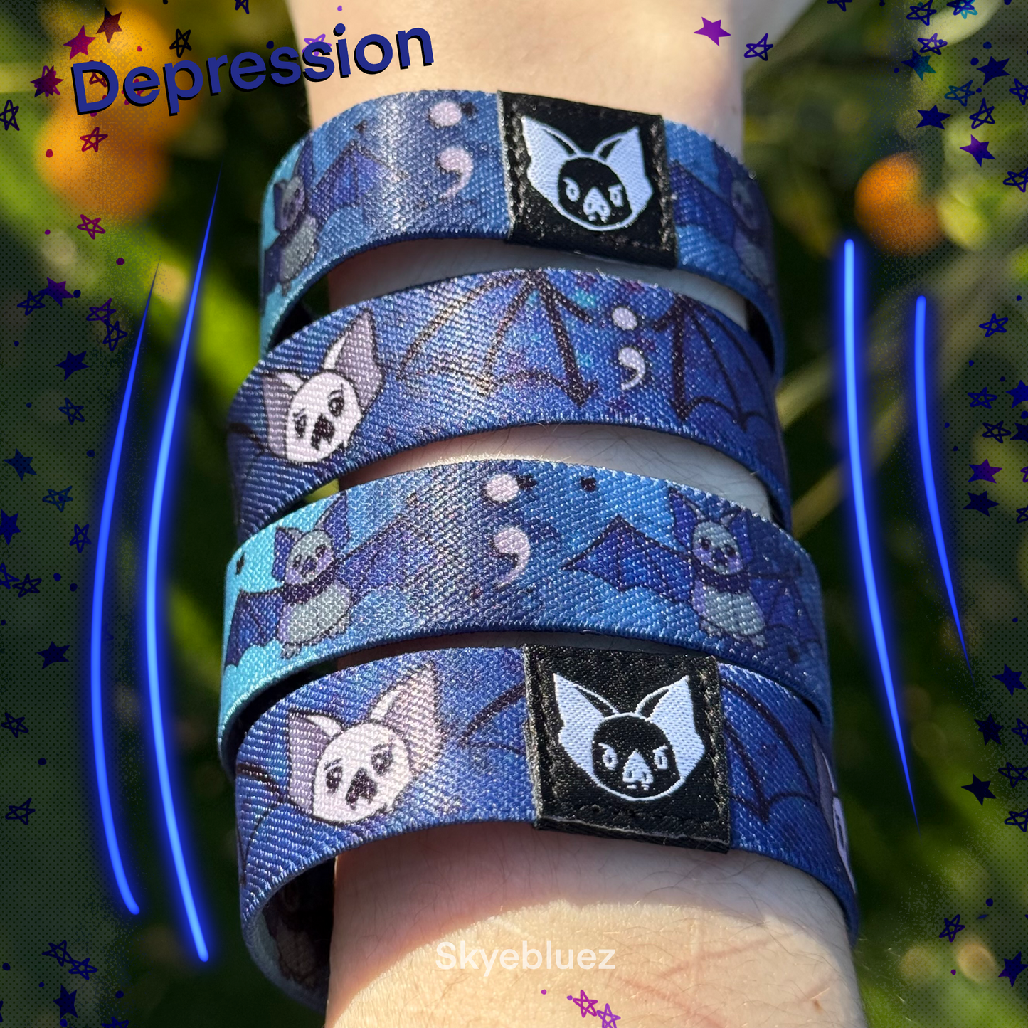 Depression Bat Bracelet -Elastic Wristband