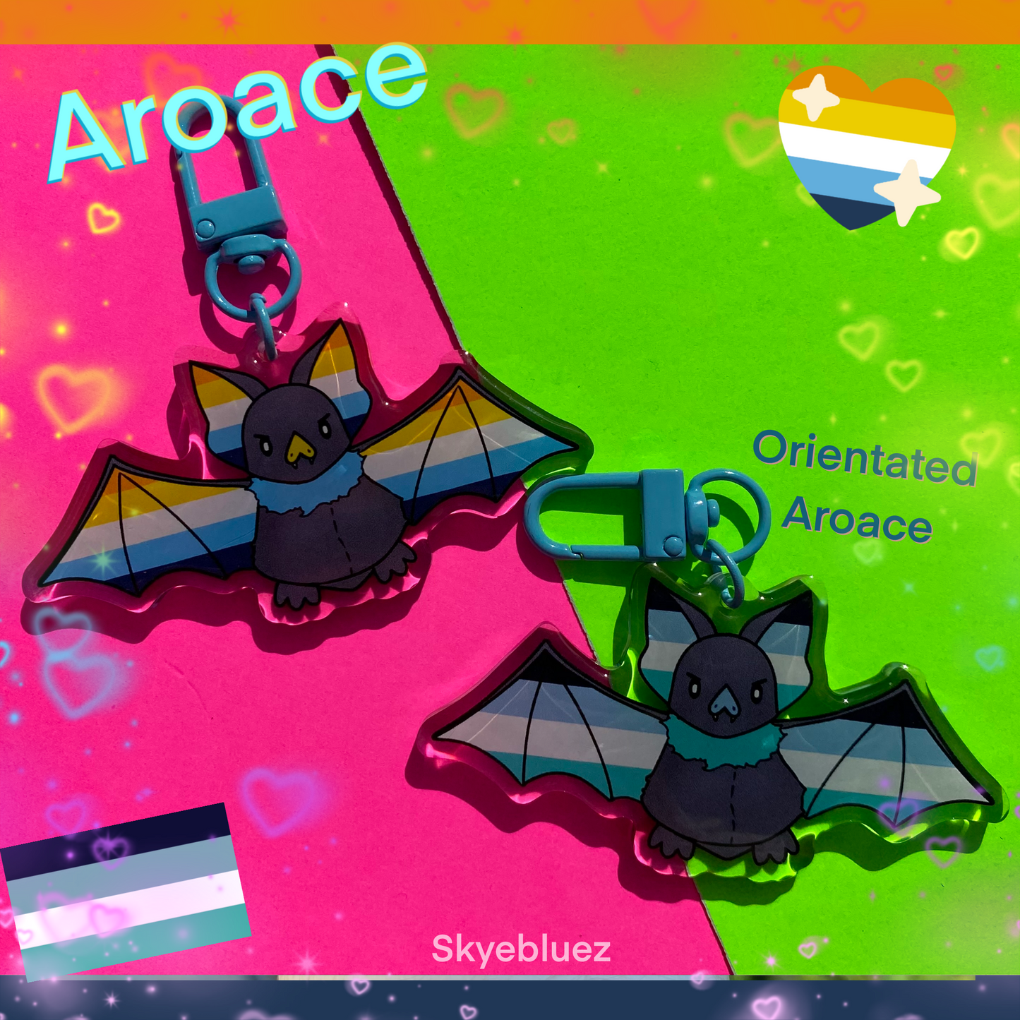 Aroace / aroace orientado Pride Bat 3" Llavero acrílico