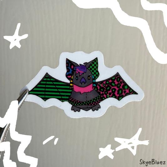 Scene Bat 1.5” Mini Sticker (pink/green)