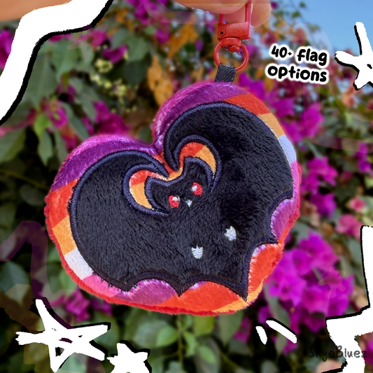 Custom Bat Heart Plush Keychain