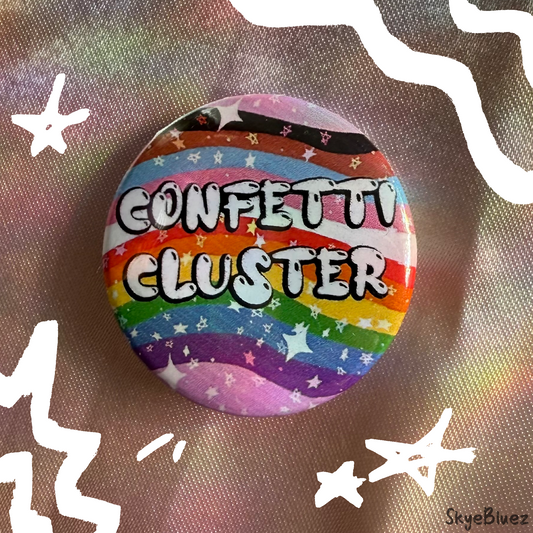 Confetti Cluster holographic Pride Button