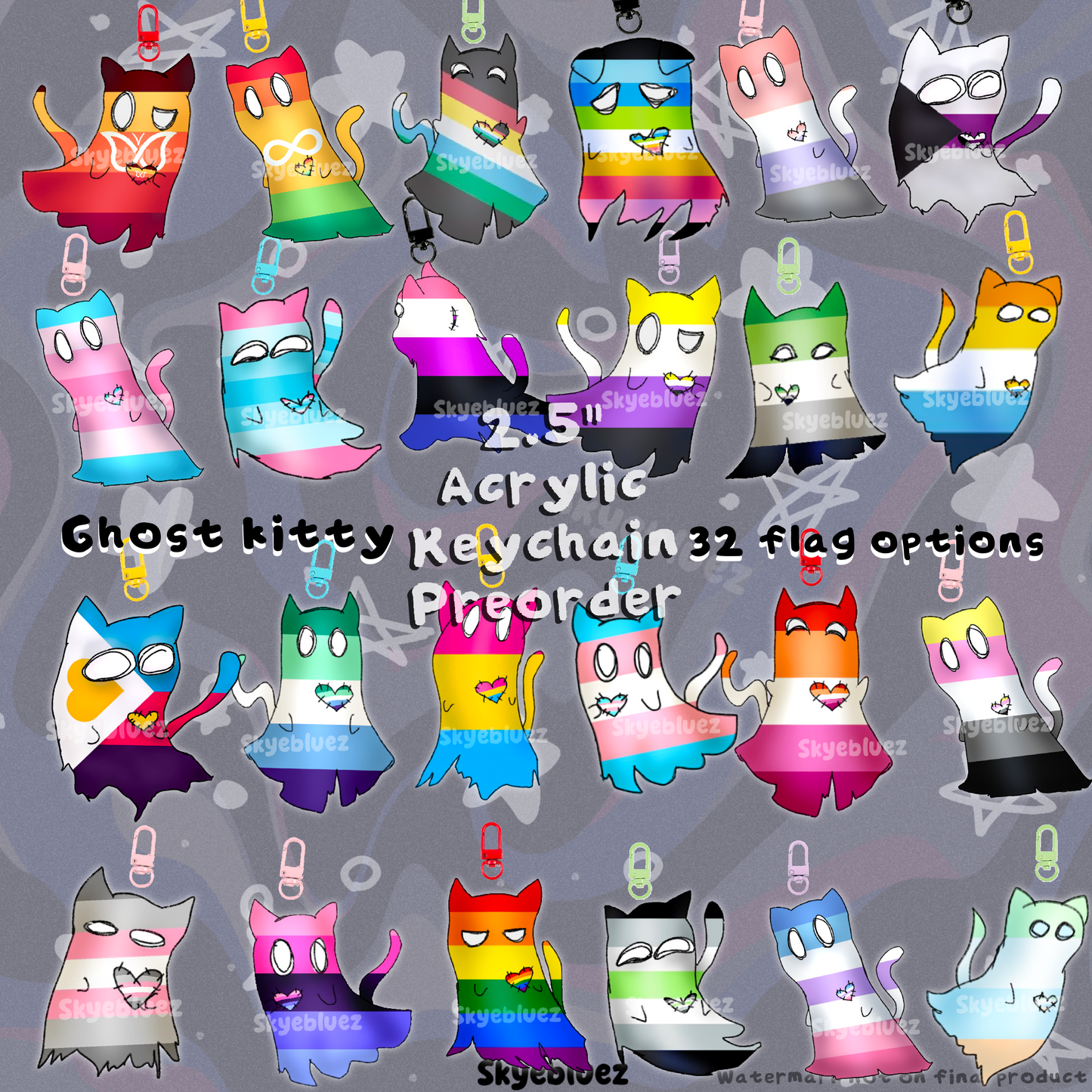 Ghost Kitty 2.5” Acrylic Keychain ‼️PREORDER‼️