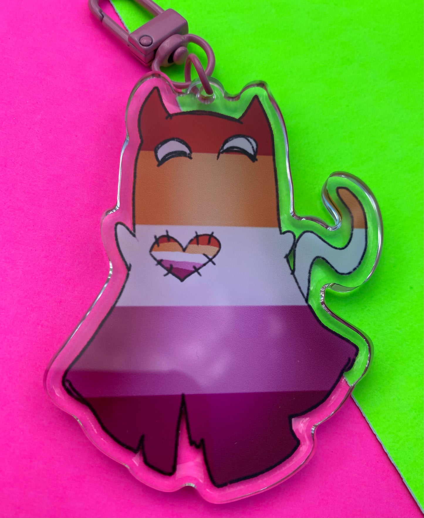 Lesbian Pride Ghost Cat 3” Acrylic Keychain
