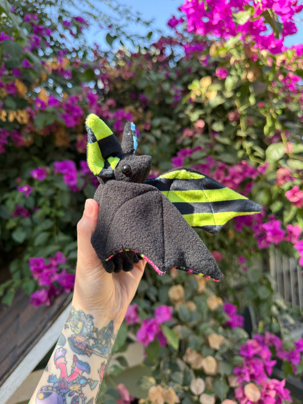 Scene inspired Bat Plush (pink/green)