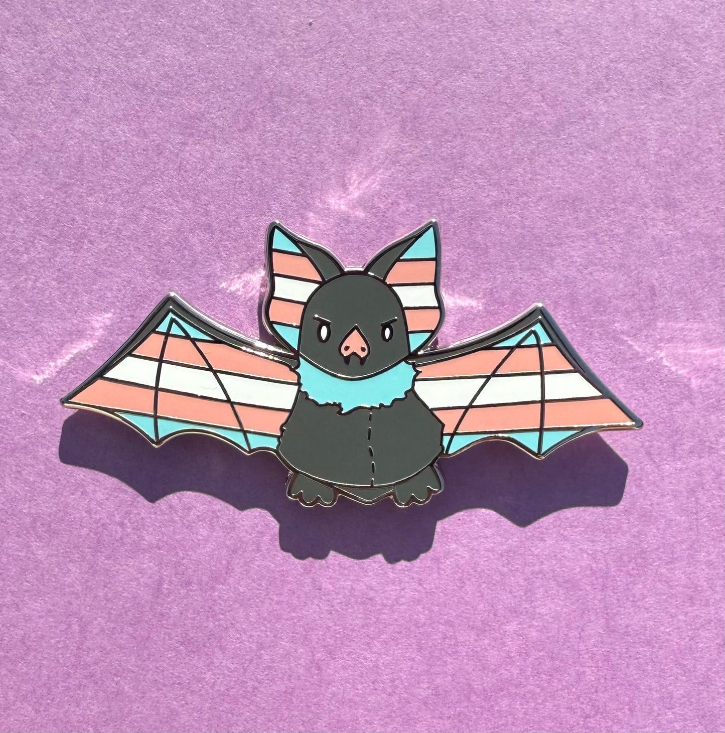 Transgender Bat Enamel Pin 1.75”