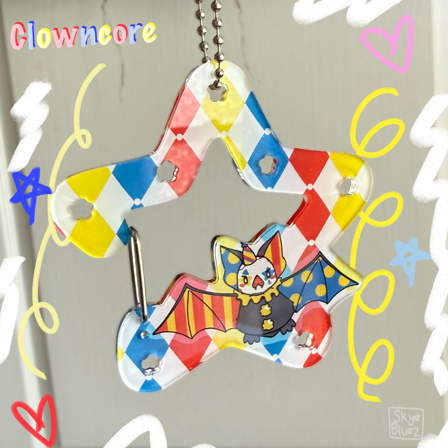 Clown Bat Acrylic Carabiner