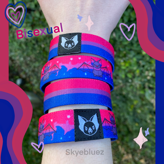 Bisexual Bat Bracelet - Bi Pride Elastic Wristband